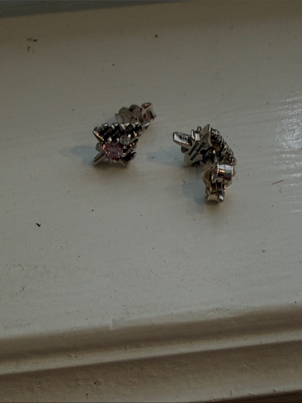 Pandora Disney parks sterling Silver Pink Stone Starburst Stud Earrings